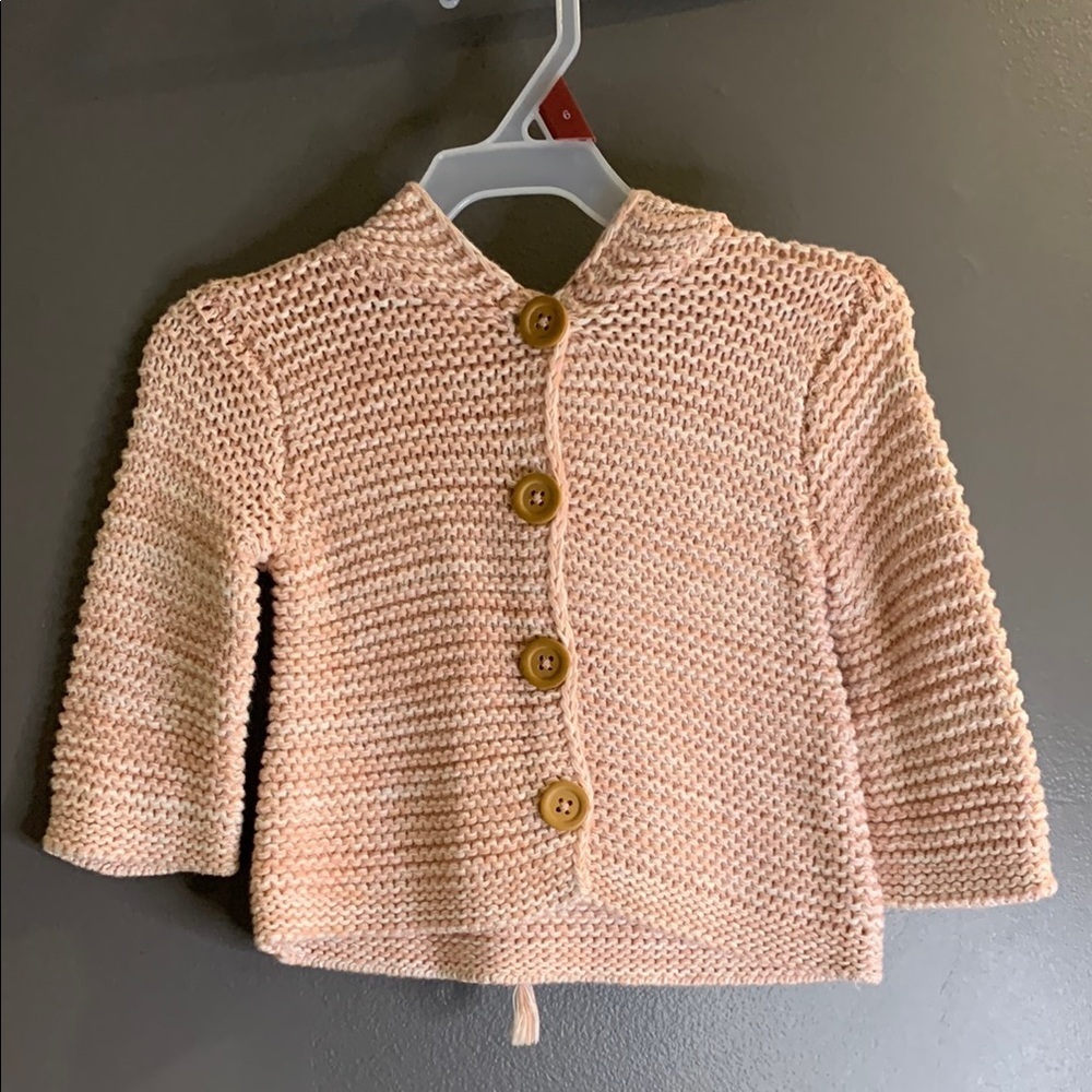 Nordstrom Pink Knit Cardigan with Wooden Buttons size 3M